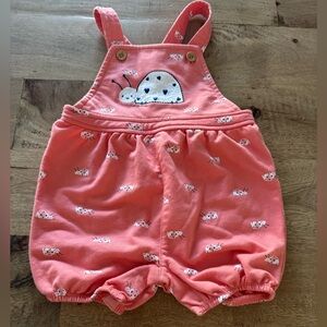 Pekkle ladybug print Pink Baby overalls romper size 12 months